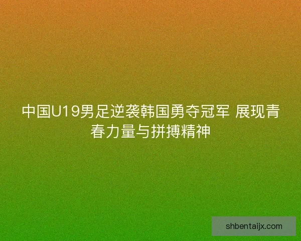 中国U19男足逆袭韩国勇夺冠军 展现青春力量与拼搏精神