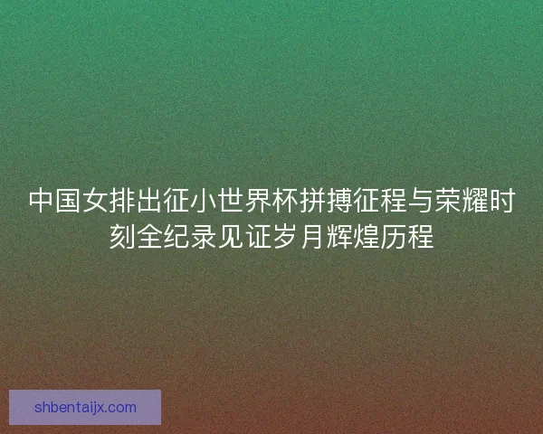 中国女排出征小世界杯拼搏征程与荣耀时刻全纪录见证岁月辉煌历程
