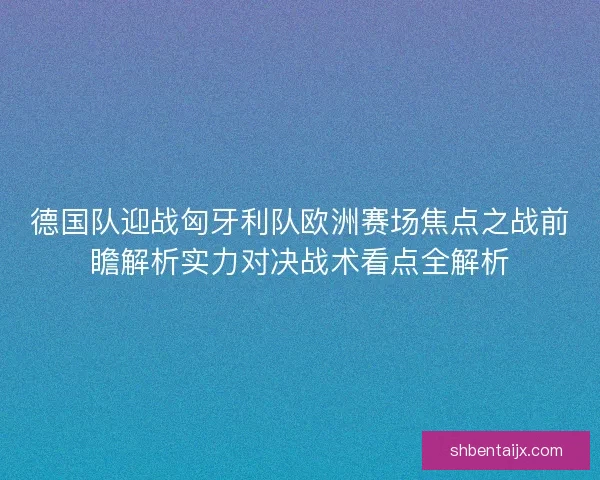 德国队迎战匈牙利队欧洲赛场焦点之战前瞻解析实力对决战术看点全解析